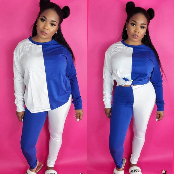 Cali Mentality Other - 🤍💙"Block em" Color block lounge set BLUE🤍💙